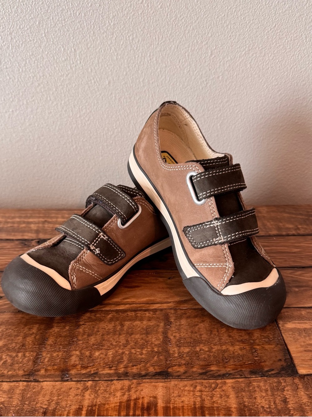 KEEN Coronado Kids Sneaker Hook & Loop Leather Colorblock Brown/Black US 13